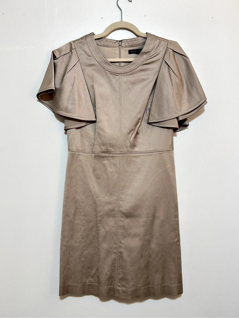 Banana Republic Taupe Flutter Sleeve Sheath Dress